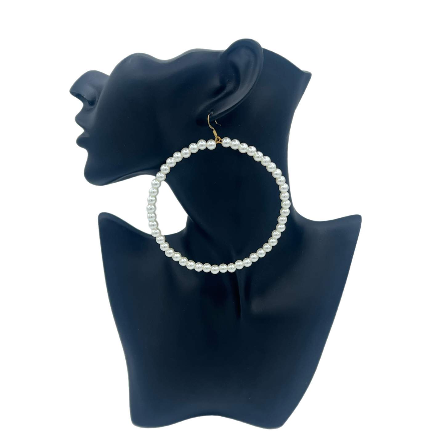 “Pearlish”|Jumbo Ivory Pearl Hoop Earrings