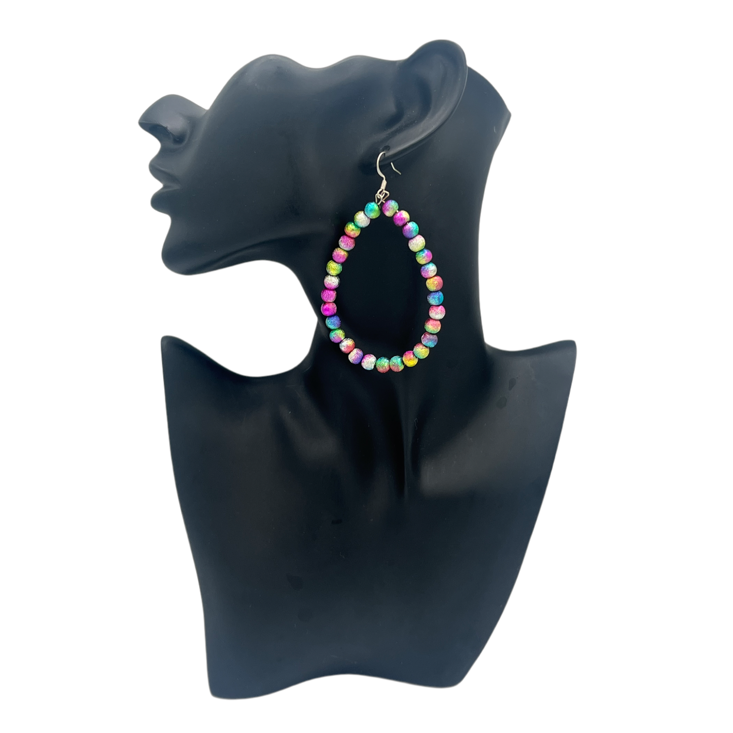 Lady Parts|Rainbow Crusted Metallic Oval Earrings