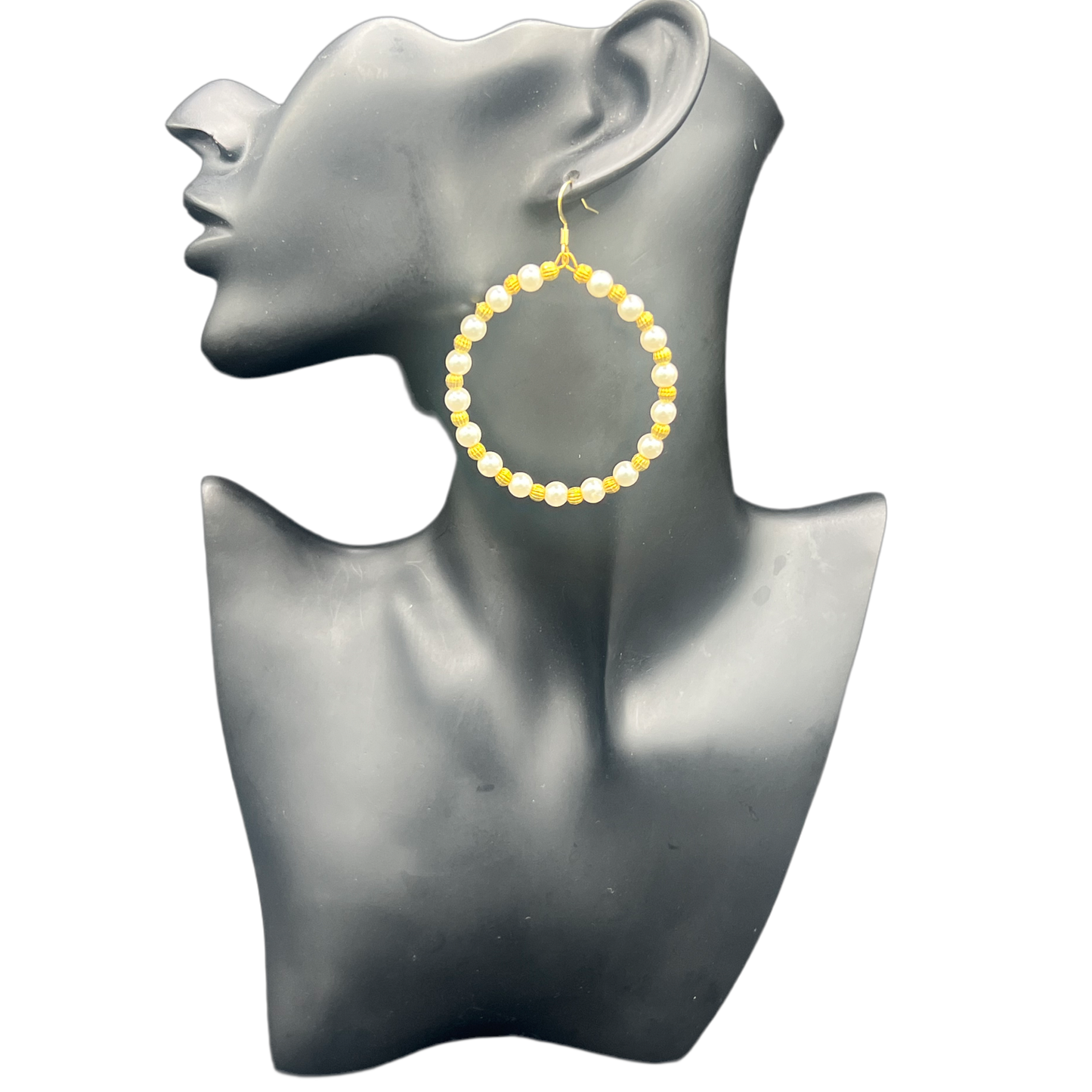 Keeper| Small Pearl & Gold Trim Hoop Earrings