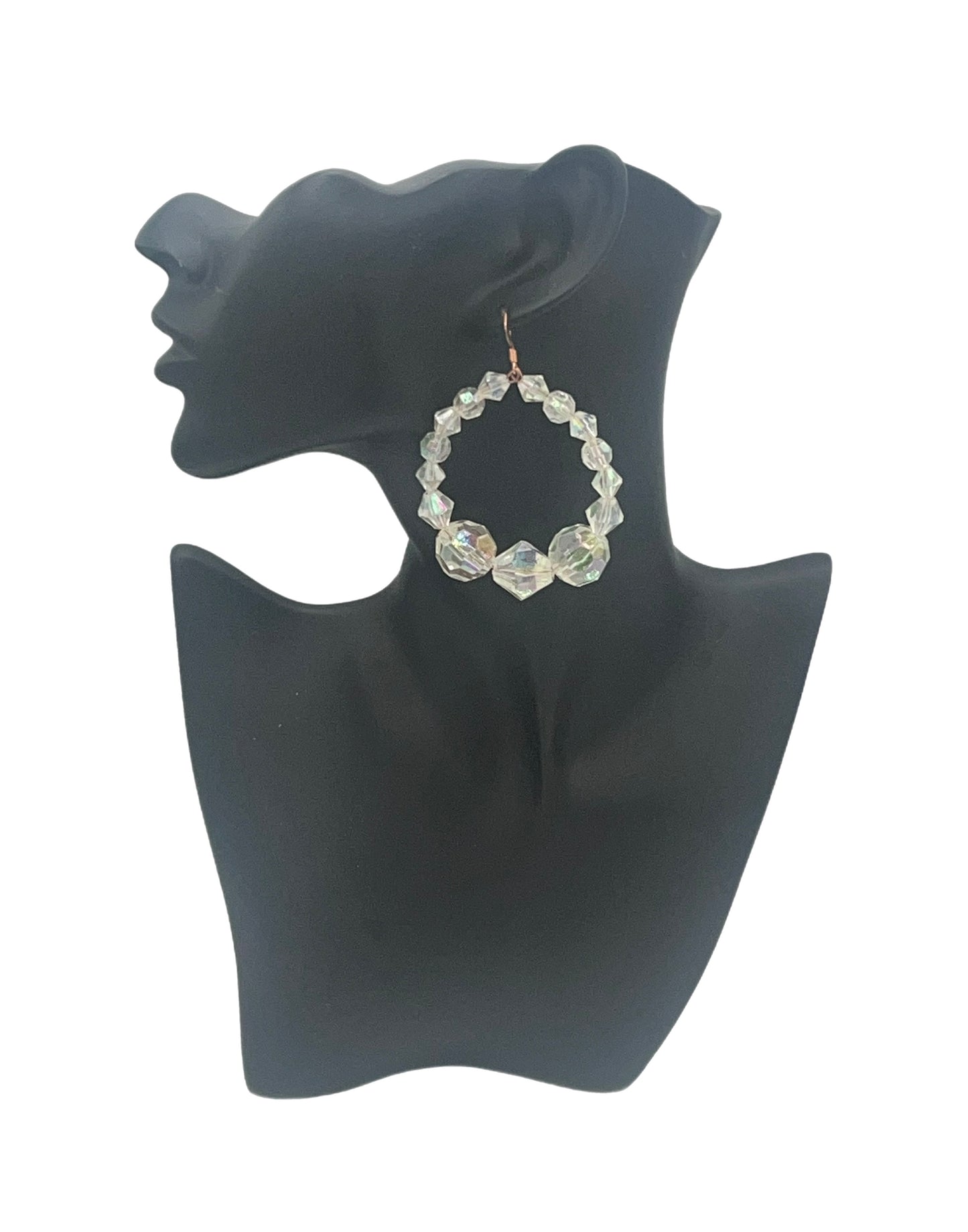 Krystal Clear| Crystal Hoops W/Big Ball Accent Earrings