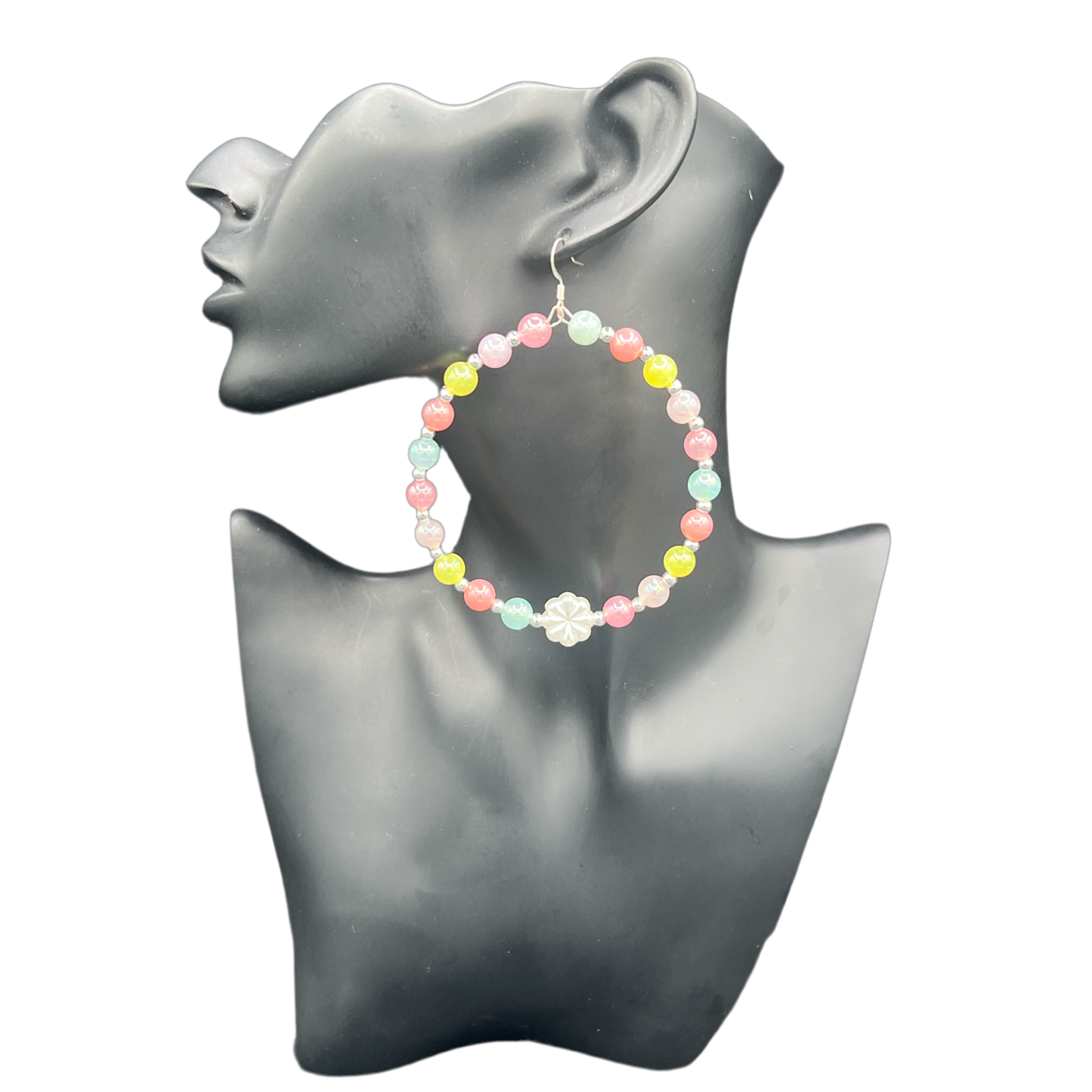 Hot Girl| Pastel Multi Colored Jumbo Hoop Earrings W/Stone Accents