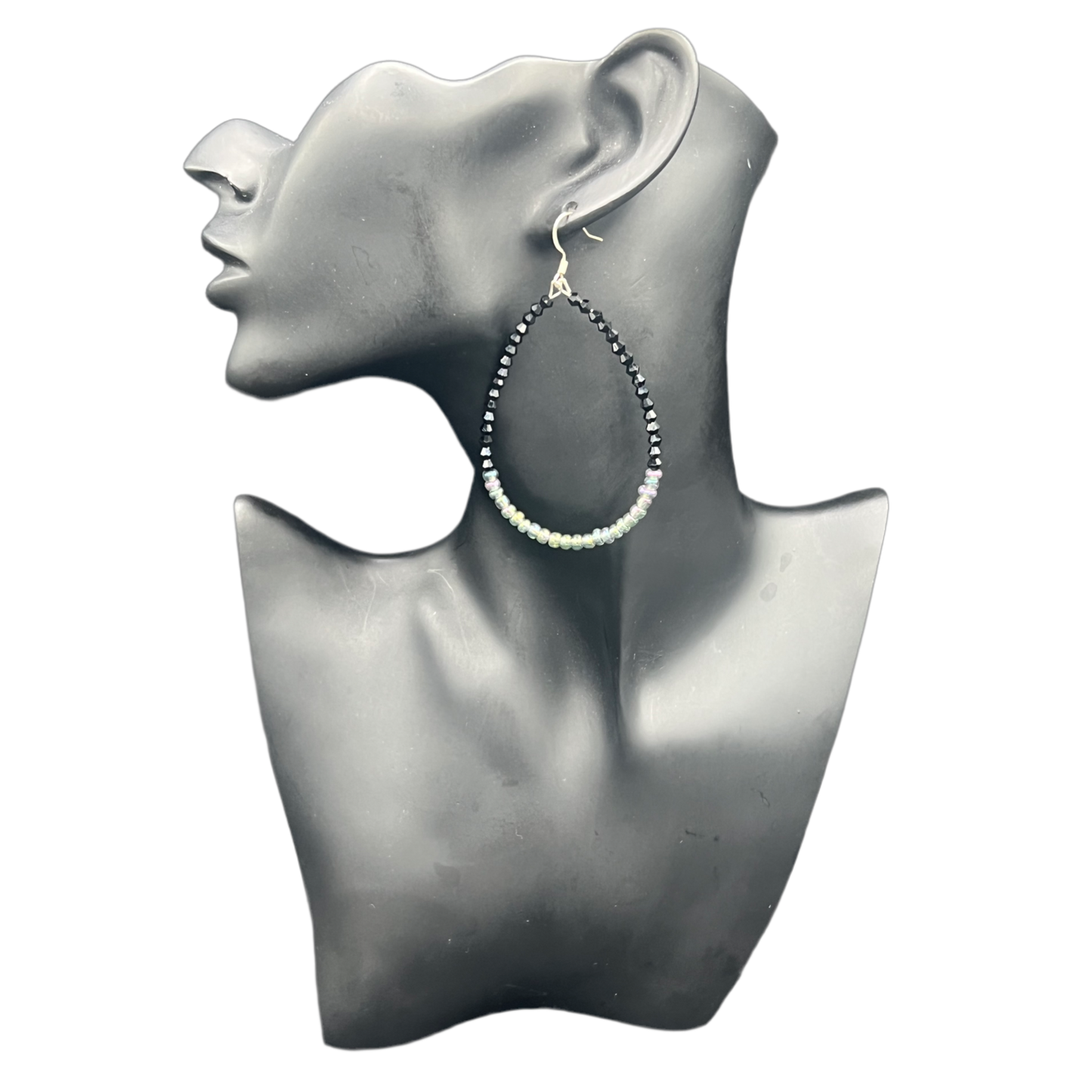 Zara| Black Crystal Oval Earrings