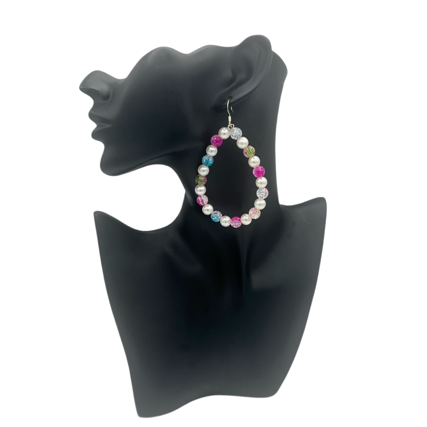 Anastasia| Pearl & Multi Colored Oval Earrings