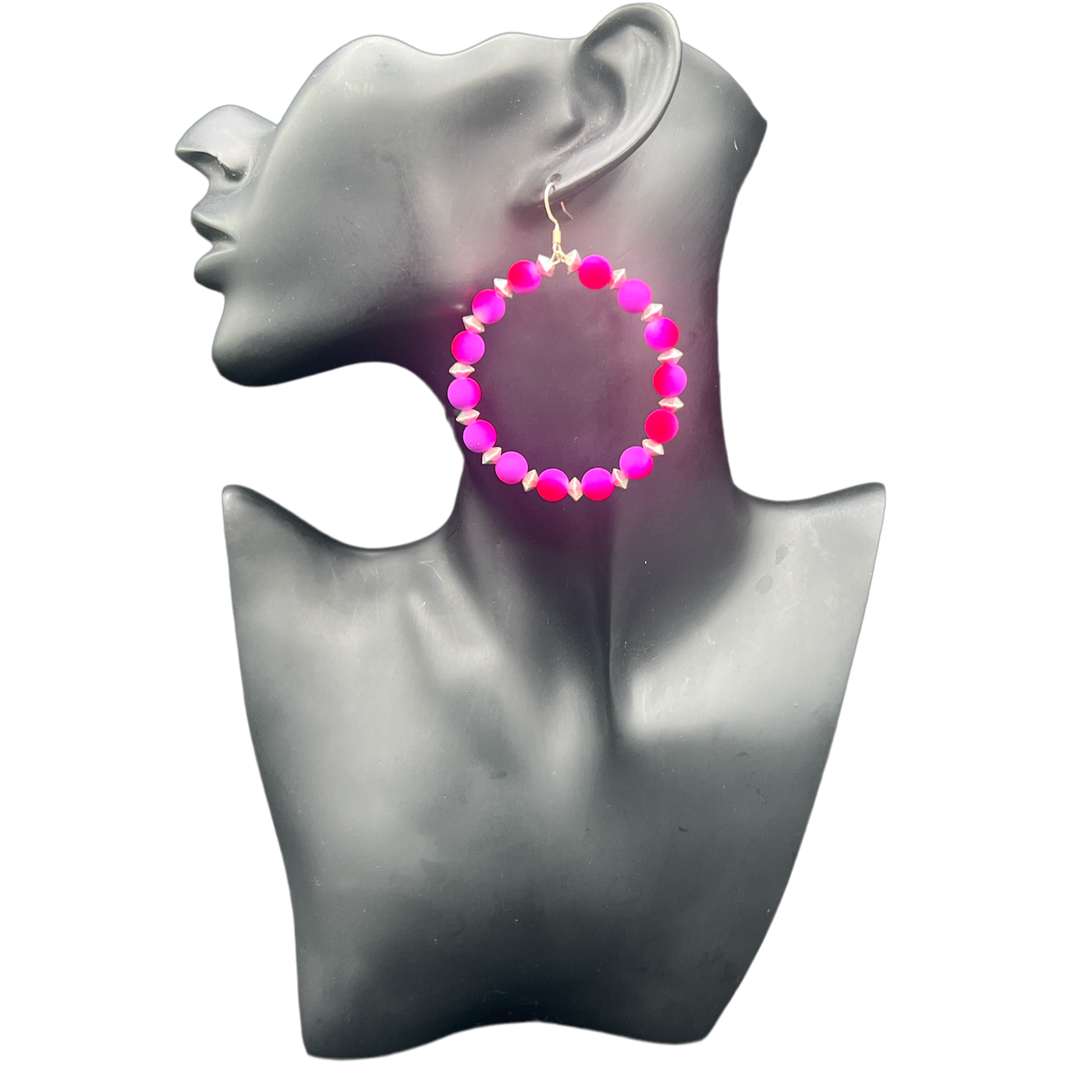Seduction| Small Pink & Purple Rubber Hoops W| Silver Trim