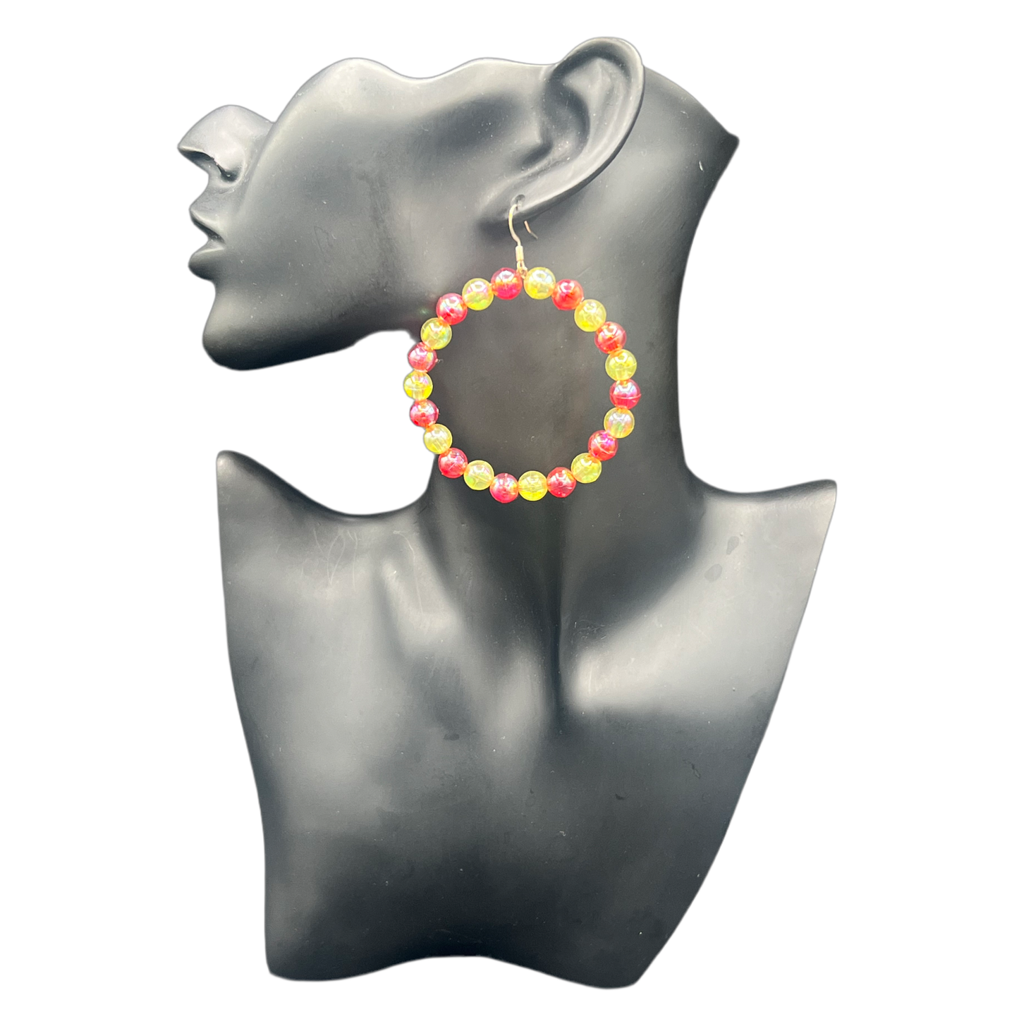 Noxo| Small Opaque Red & Yellow Hoop Earrings