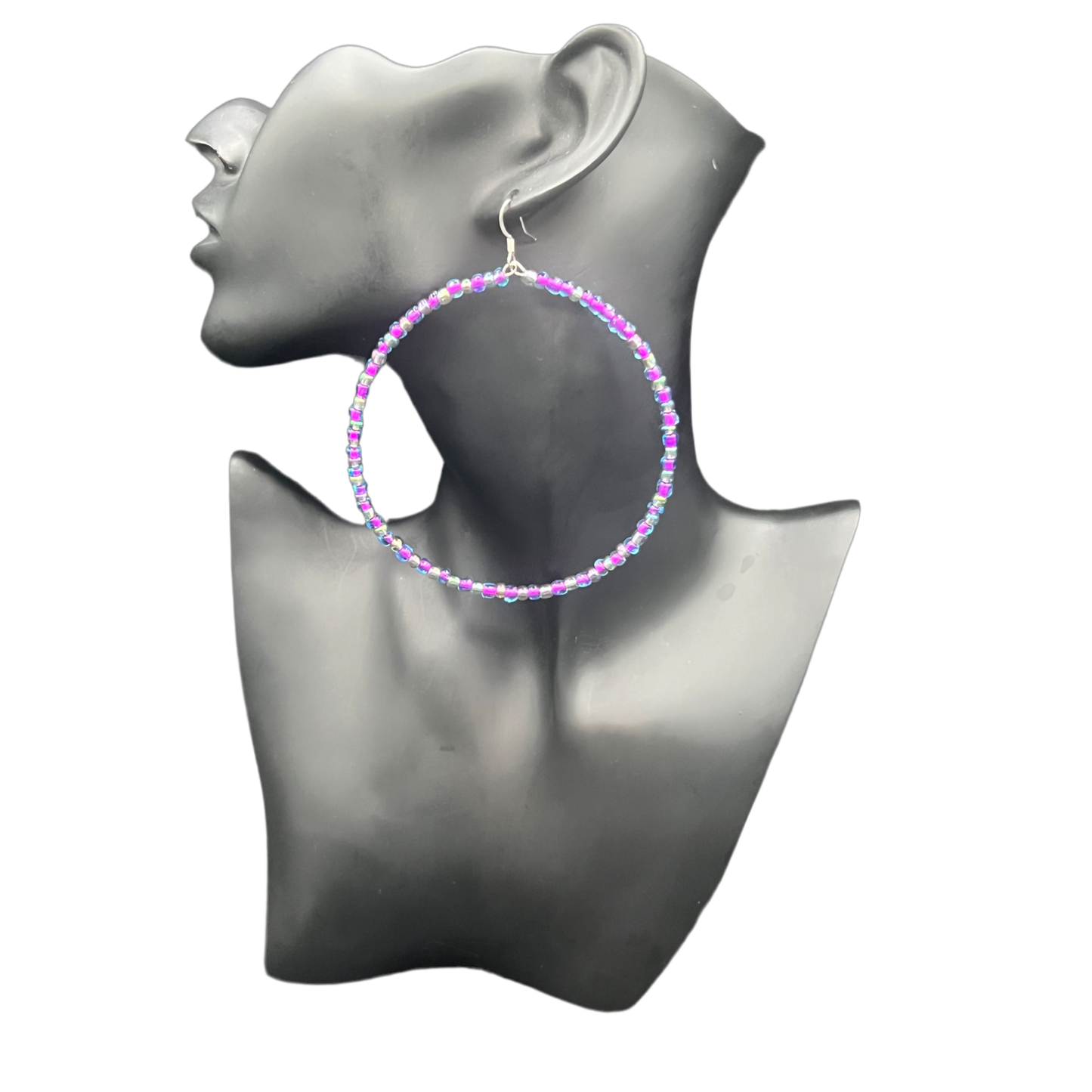 Mrs. Nesbit| Purple Pink Pellet Jumbo Hoop Earrings