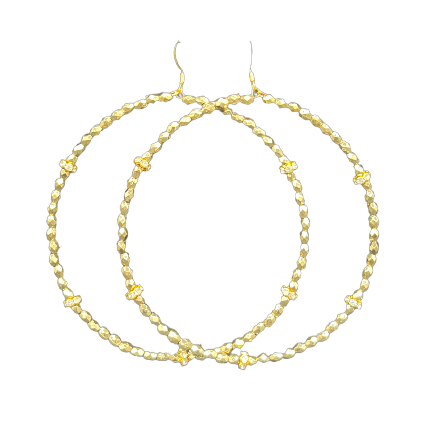 Biotch| Gold Bullet Jumbo Hoops W| Crystal Trim