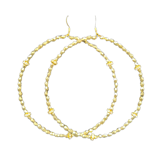 Biotch| Gold Bullet Jumbo Hoops W| Crystal Trim