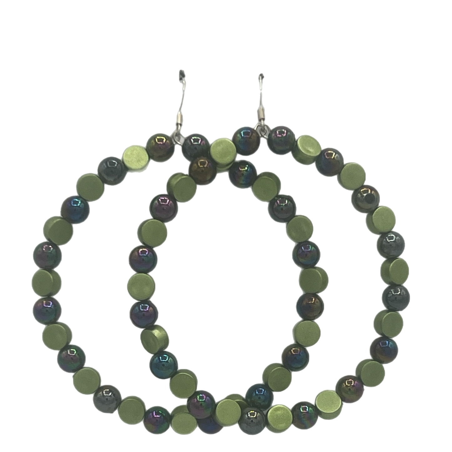 Jazzy|  Pearl & Button Accented Jumbo Hoop Earrings