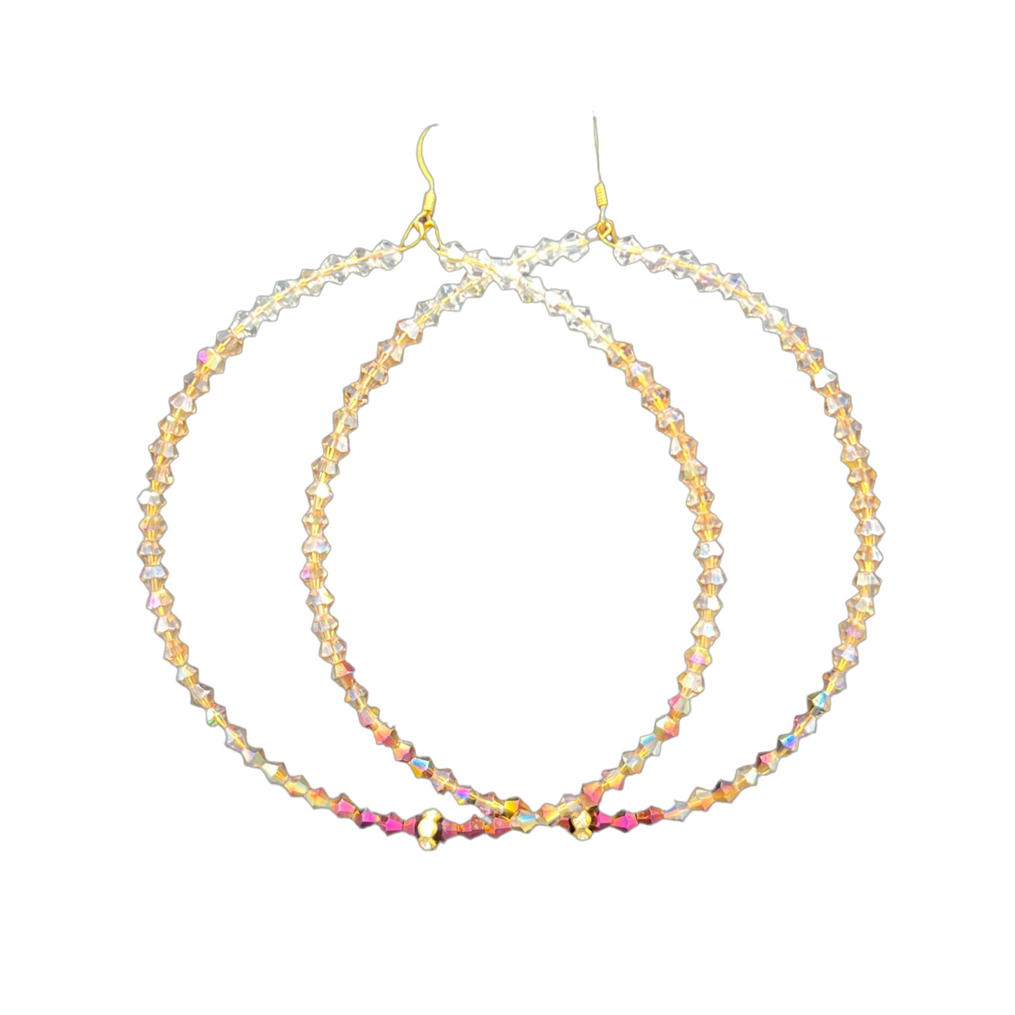 Fig| Crystal 3 Toned Jumbo Hoop Earrings W/Gold Accents