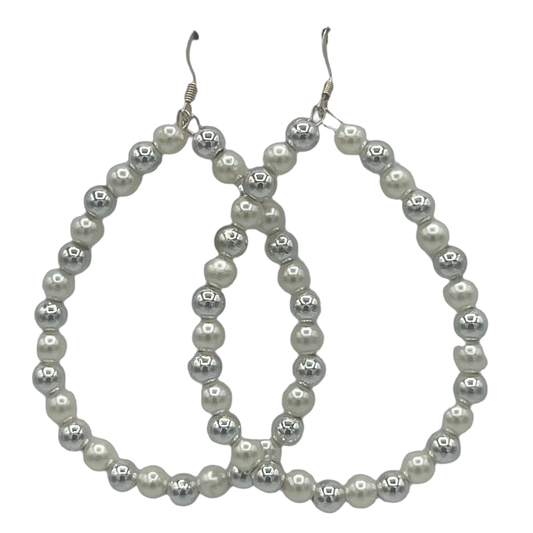 Velma| Pearl & Metallic Ball Tear Drop Earrings