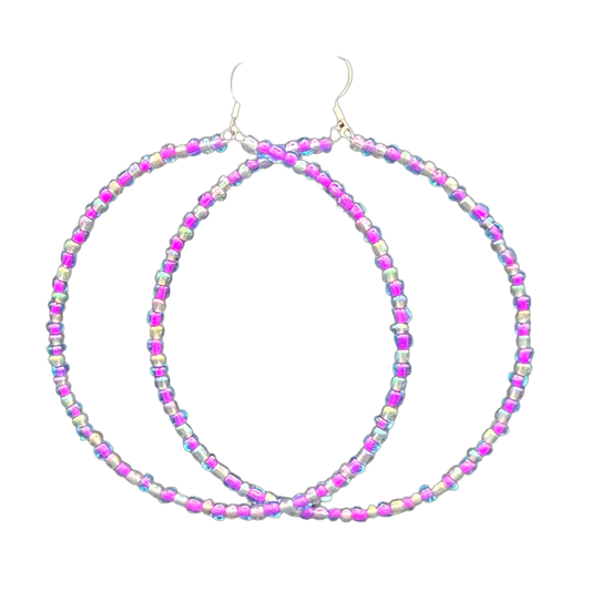Mrs. Nesbit| Purple Pink Pellet Jumbo Hoop Earrings