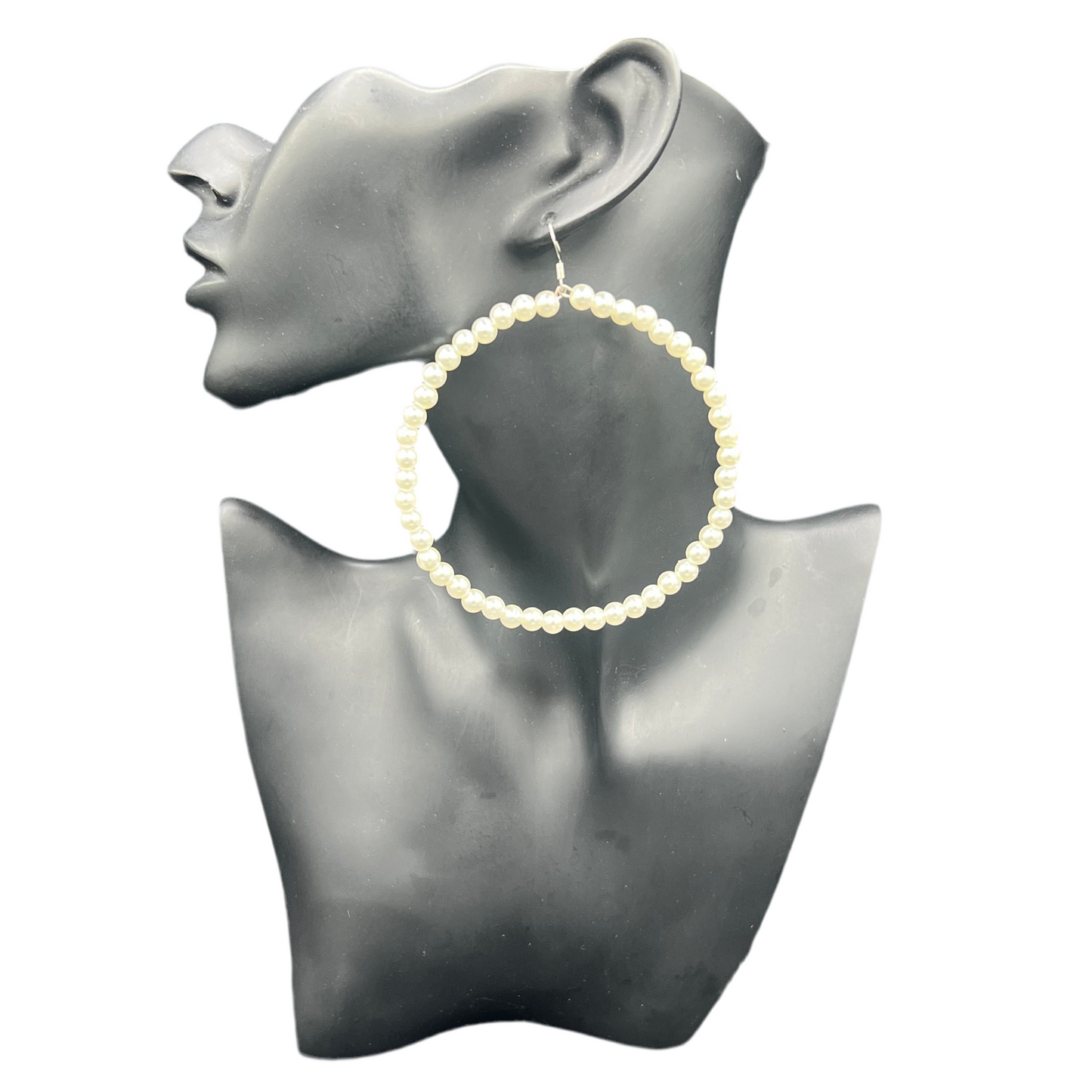 “Pearlish”|Jumbo Ivory Pearl Hoop Earrings
