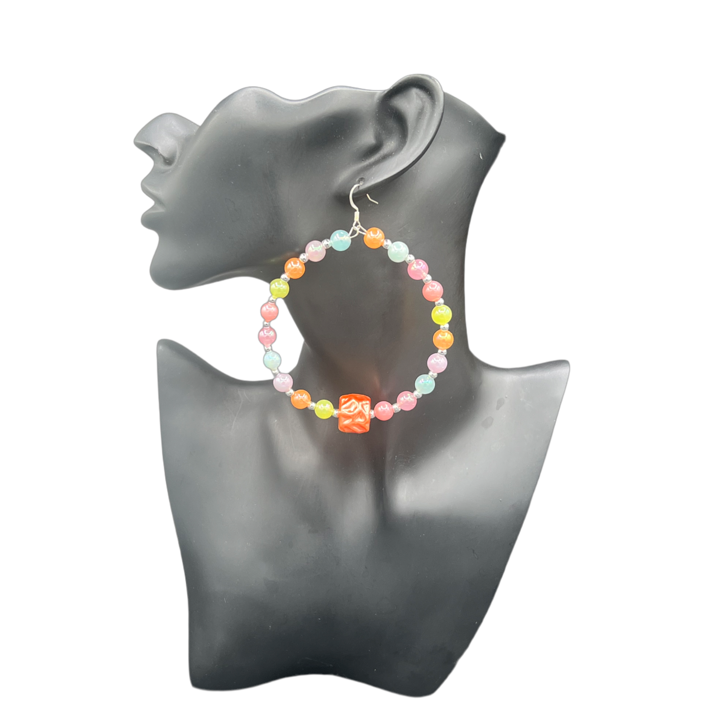 Hot Girl| Pastel Multi Colored Jumbo Hoop Earrings W/Stone Accents