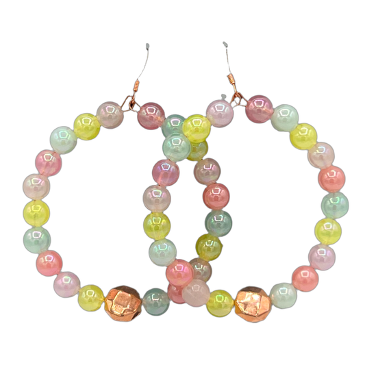 Sugar|Small Multi Colored Opaque Hoop Earrings W| Rose Gold Accents