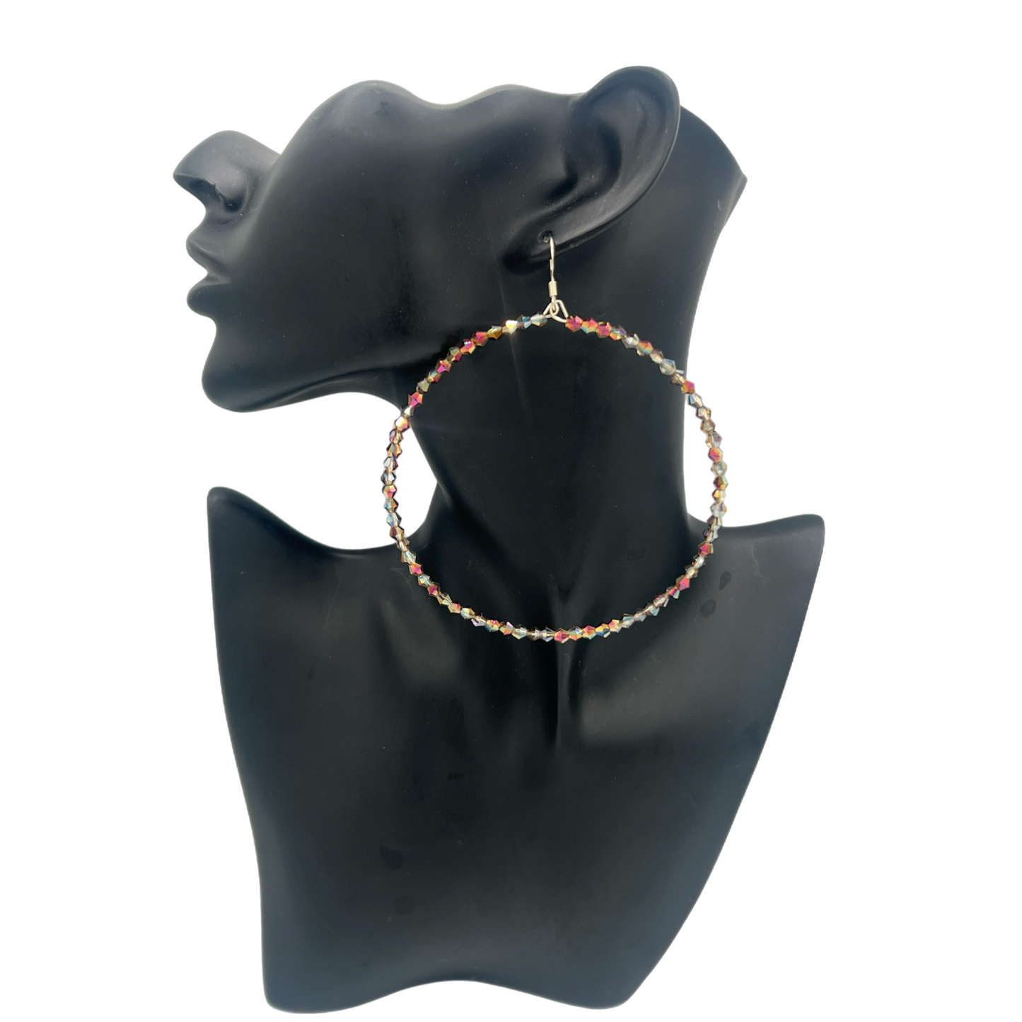 Liza|Thin Crystal Jumbo Hoop Earrings