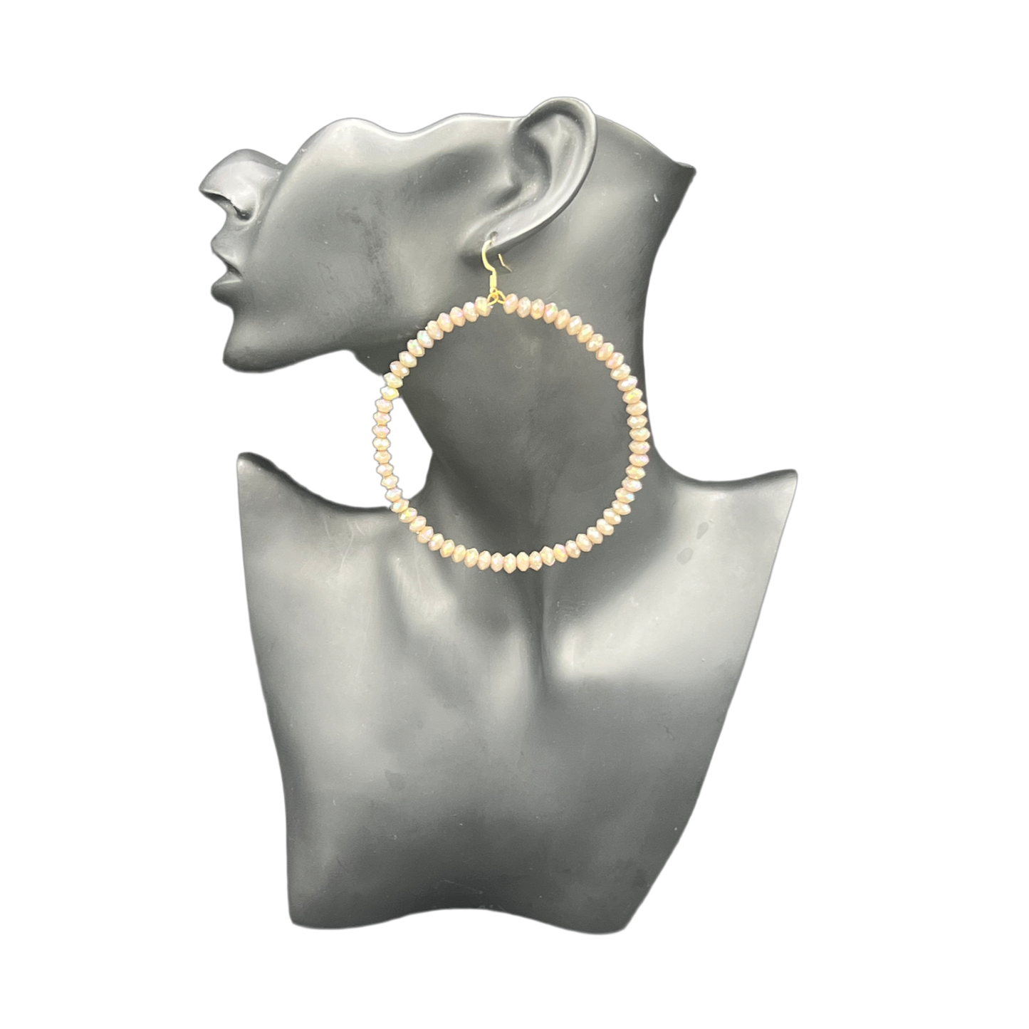 Stoney| Opal Taupe Stoned Jumbo Hoop Earrings