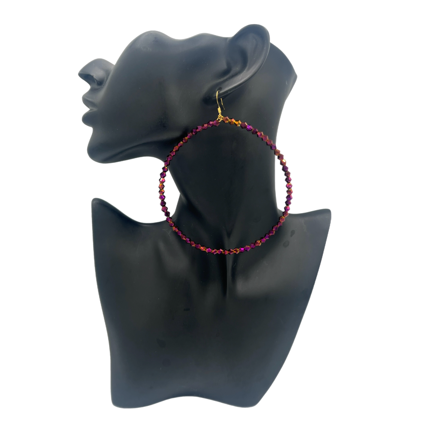 Liza|Thin Crystal Jumbo Hoop Earrings