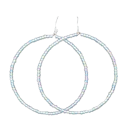 Italke| Milky Iridescent Pellet Jumbo Hoop Earrings