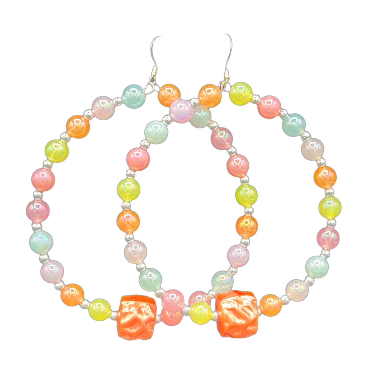 Hot Girl| Pastel Multi Colored Jumbo Hoop Earrings W/Stone Accents
