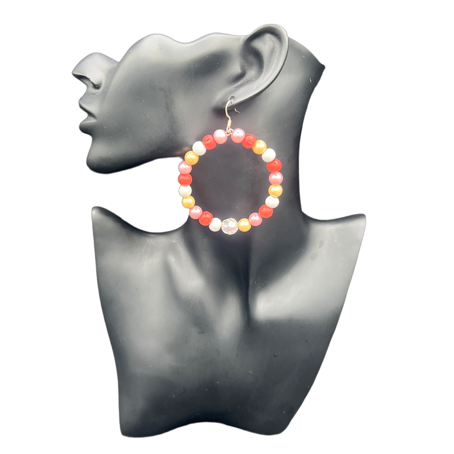 Cali| Small Wooden & Pearl Ball Hoop Earrings
