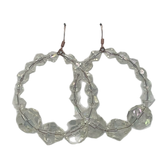 Krystal Clear| Crystal Hoops W/Big Ball Accent Earrings