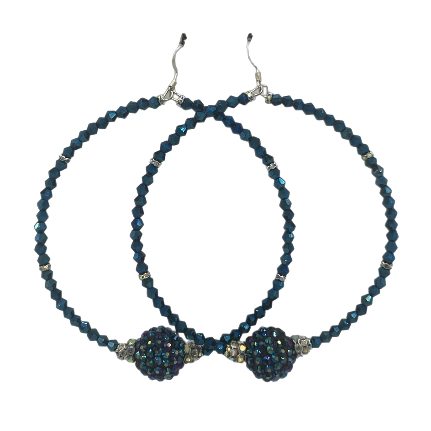 Giles|Dazzling Cobalt Blue Jumbo Hoop Earrings W/Ball Accents