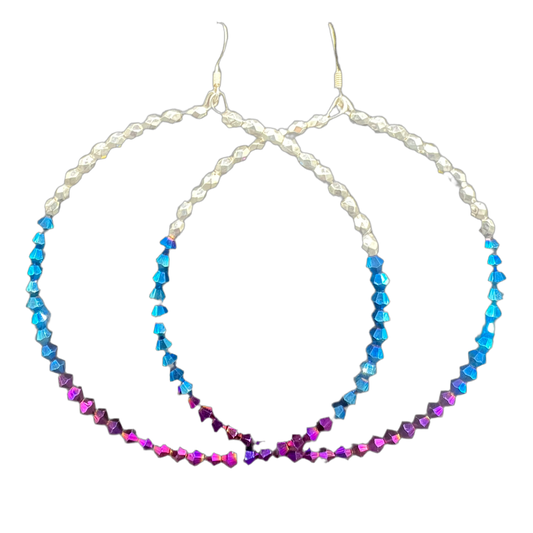 Millennial| Crystal 3 Toned Jumbo  Hoop Earrings