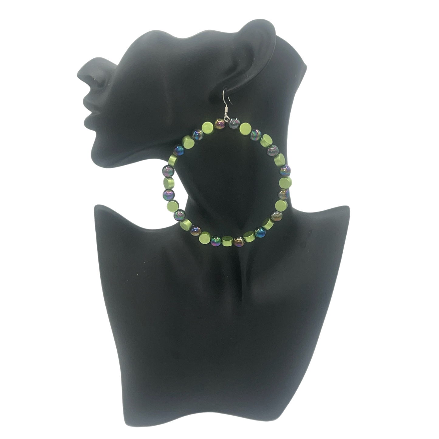 Jazzy|  Pearl & Button Accented Jumbo Hoop Earrings