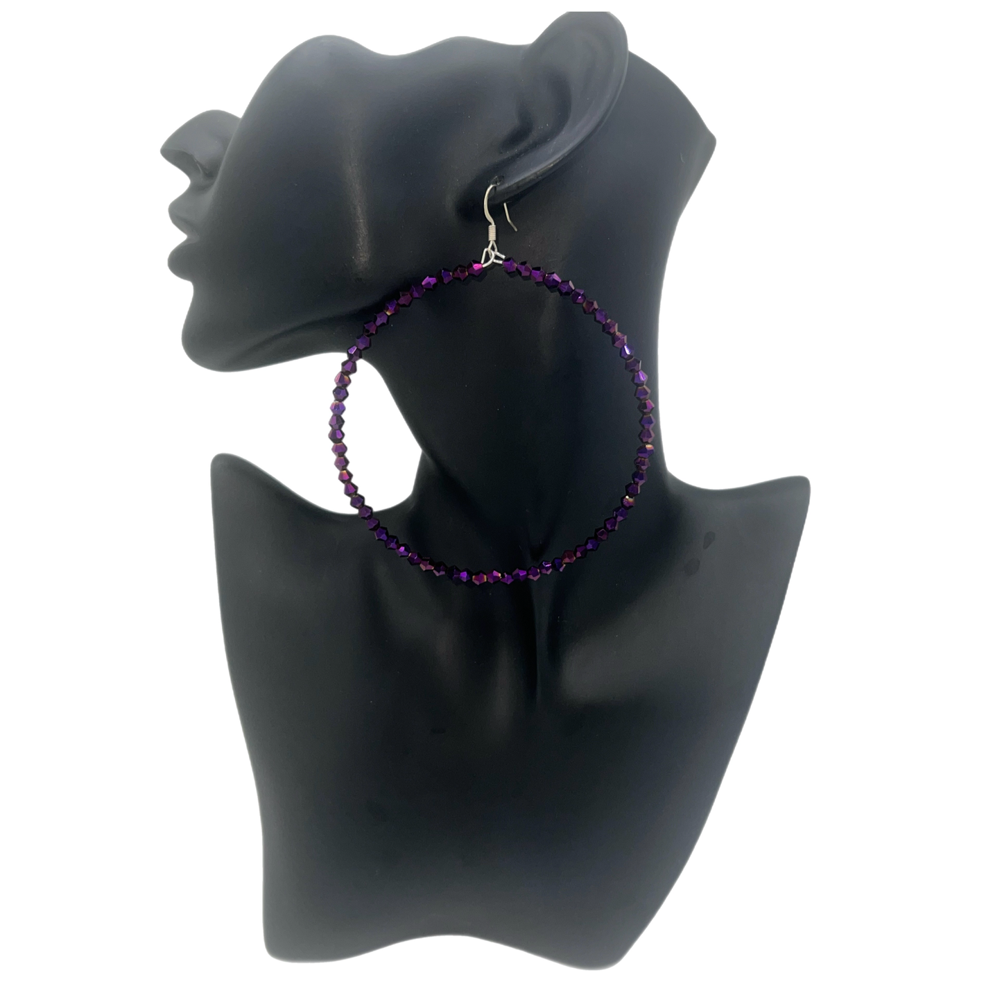 Liza|Thin Crystal Jumbo Hoop Earrings