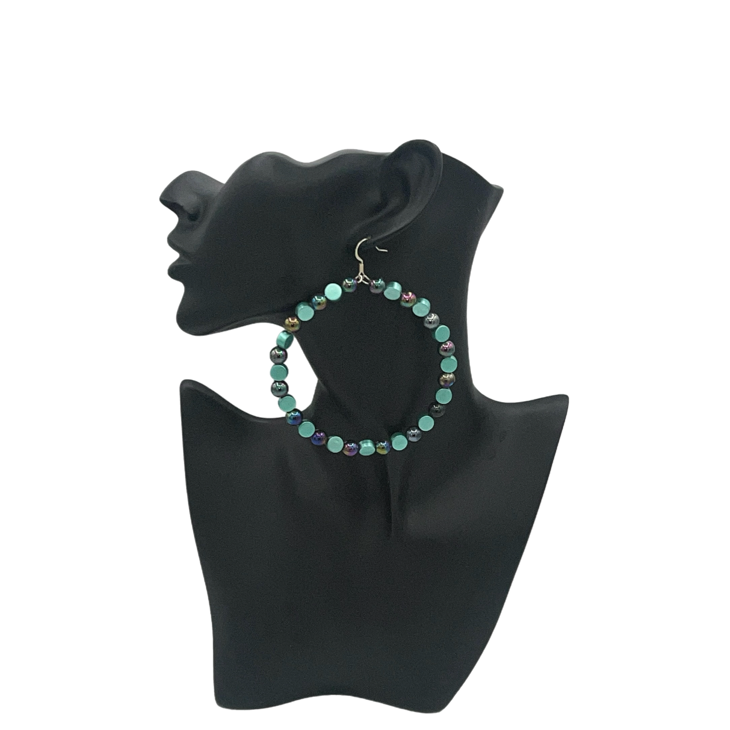 Jazzy|  Pearl & Button Accented Jumbo Hoop Earrings