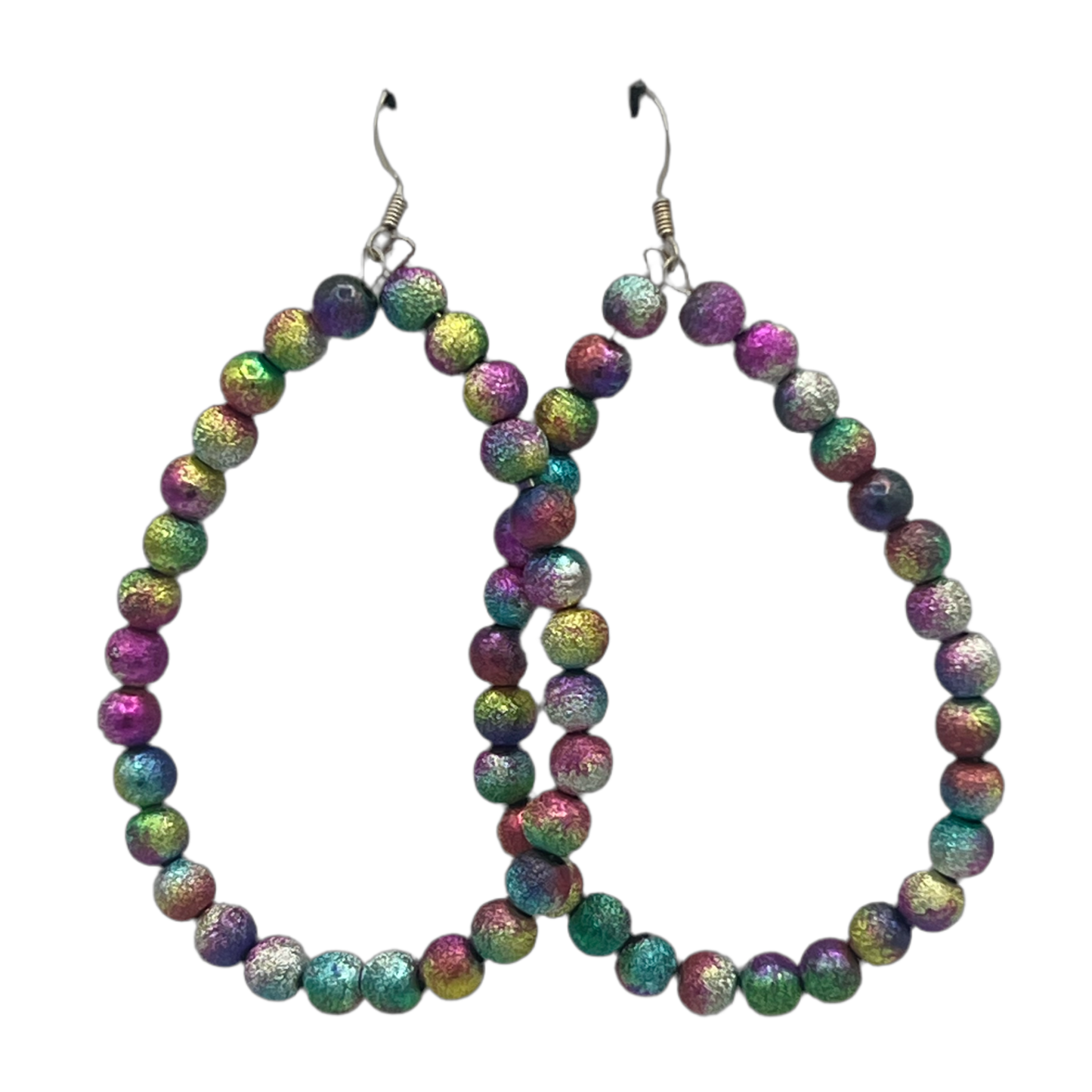 Lady Parts|Rainbow Crusted Metallic Oval Earrings