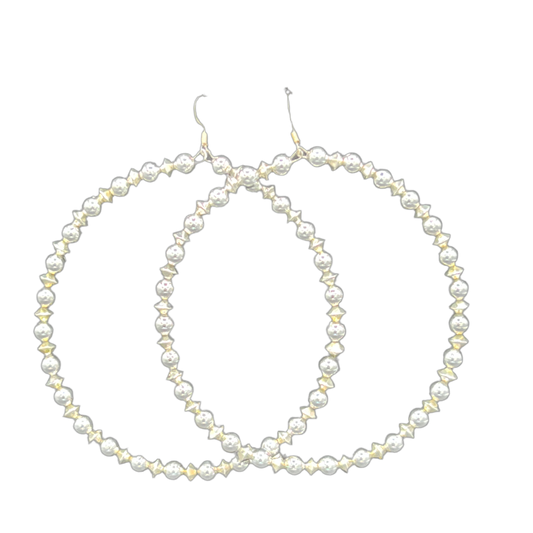 Sharp Shooter| Silver Ball Textured Jumbo Hoop Earrings