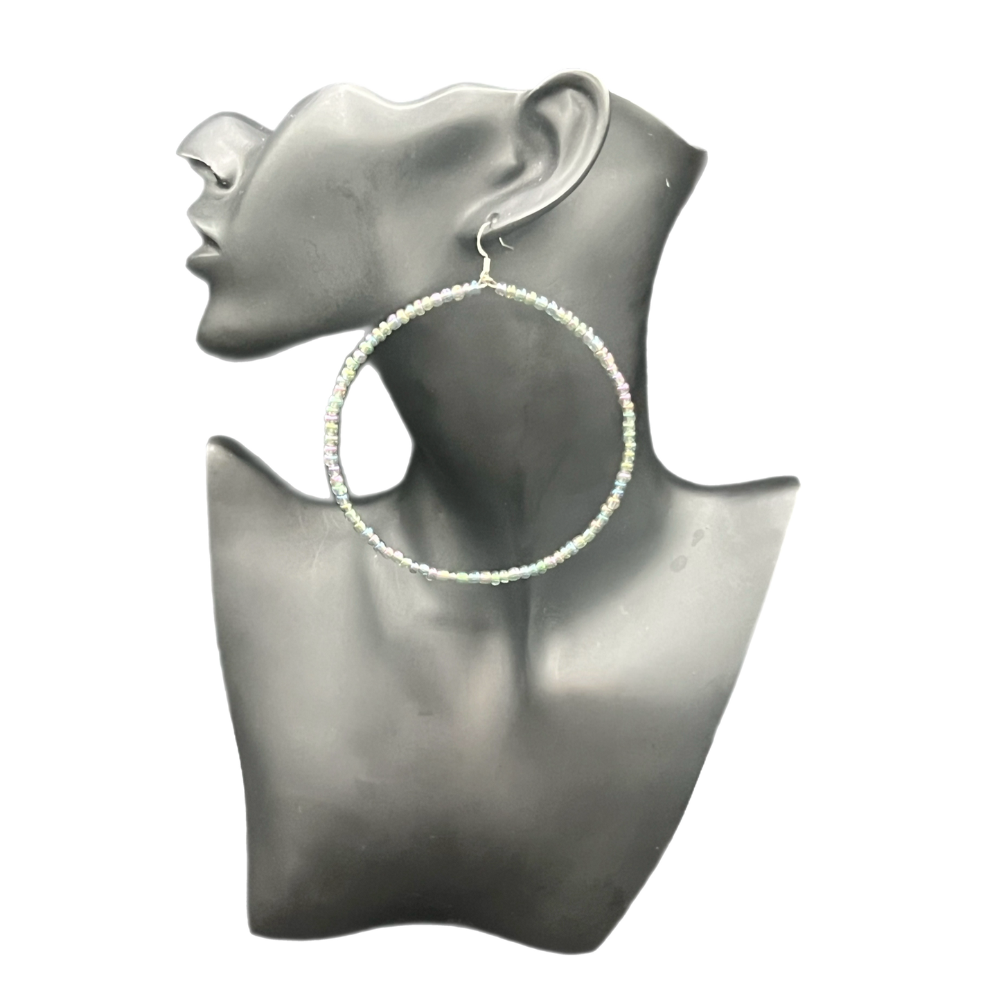 Italke| Milky Iridescent Pellet Jumbo Hoop Earrings