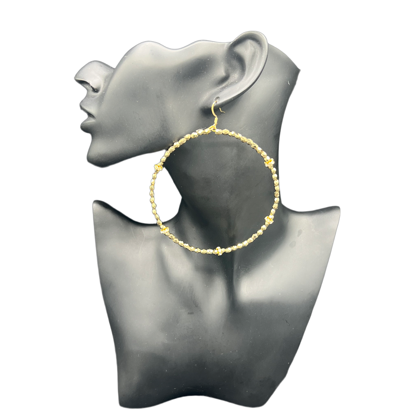 Biotch| Gold Bullet Jumbo Hoops W| Crystal Trim