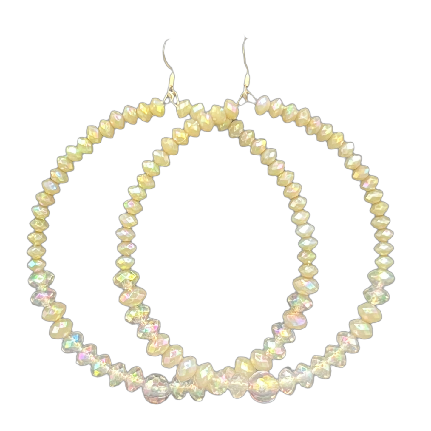 Ielia| Taupe Crystal Stoned Jumbo Hoop Earrings W/Ball Accents