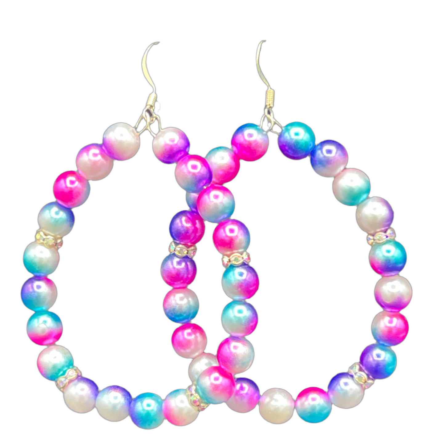 Unicorn| Multi Colored Pearl Earrings W/Crystal Trim