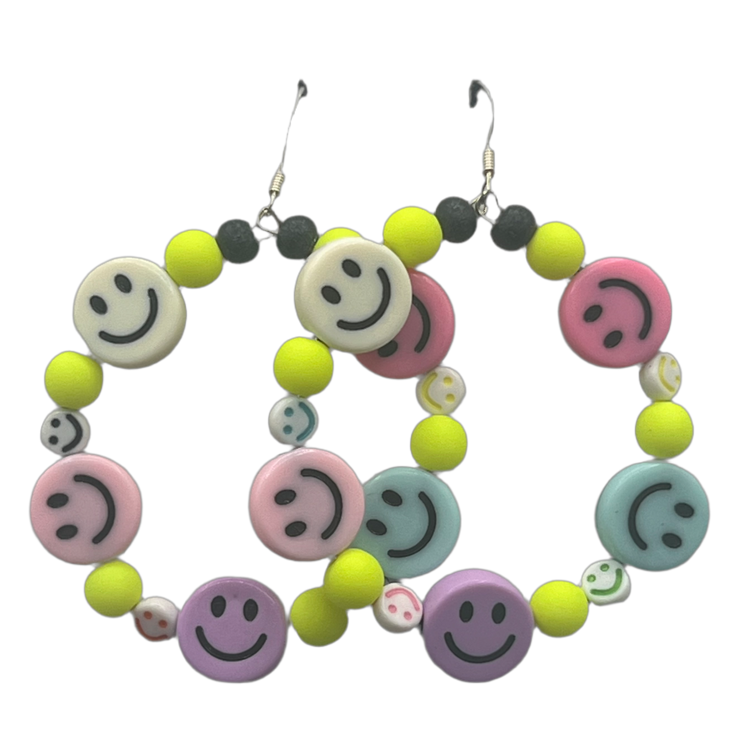 Happy Face| Small Multi Colored Happy Faces Hoop Earrings