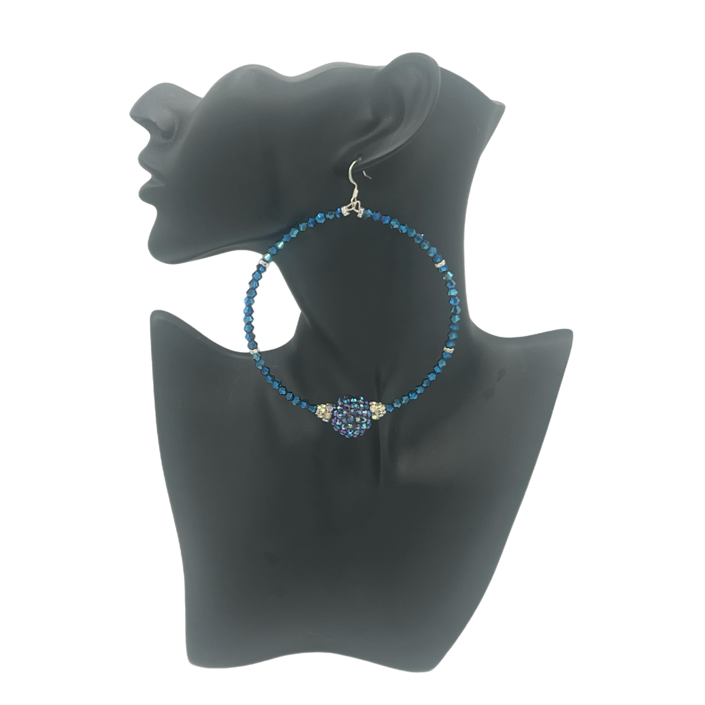 Giles|Dazzling Cobalt Blue Jumbo Hoop Earrings W/Ball Accents