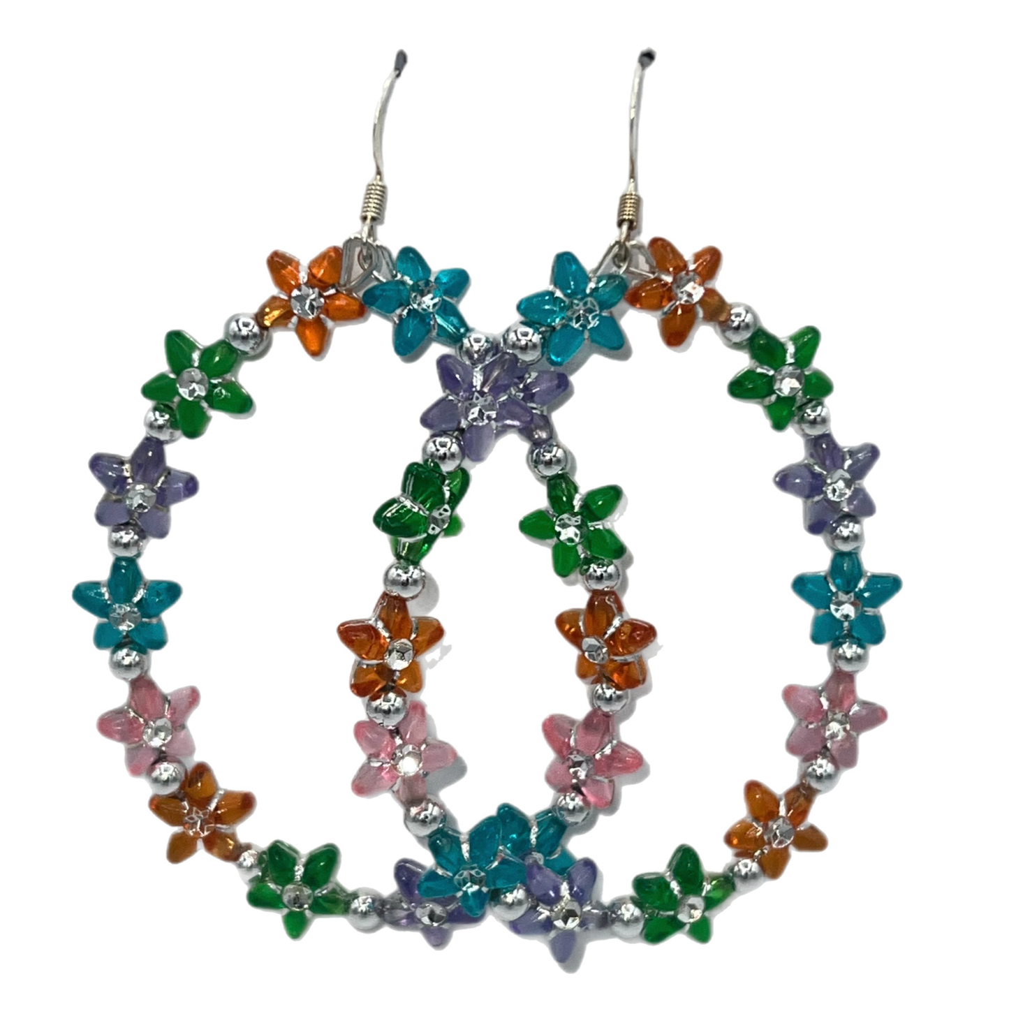 Floralahna| Multi Colored Flower Oval Earrings