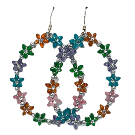 Floralahna| Multi Colored Flower Oval Earrings