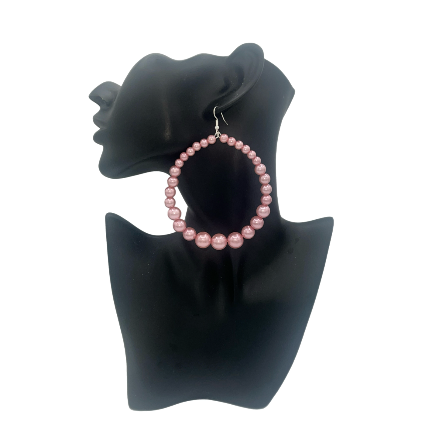 Rosa| Rosey Pearl Jumbo Hoop Earrings W/ Silver Accents