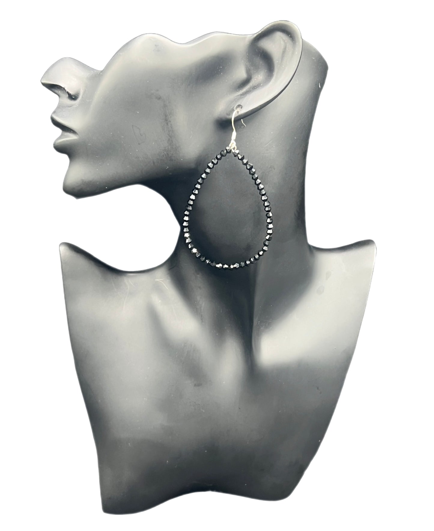 Zara| Black Crystal Oval Earrings