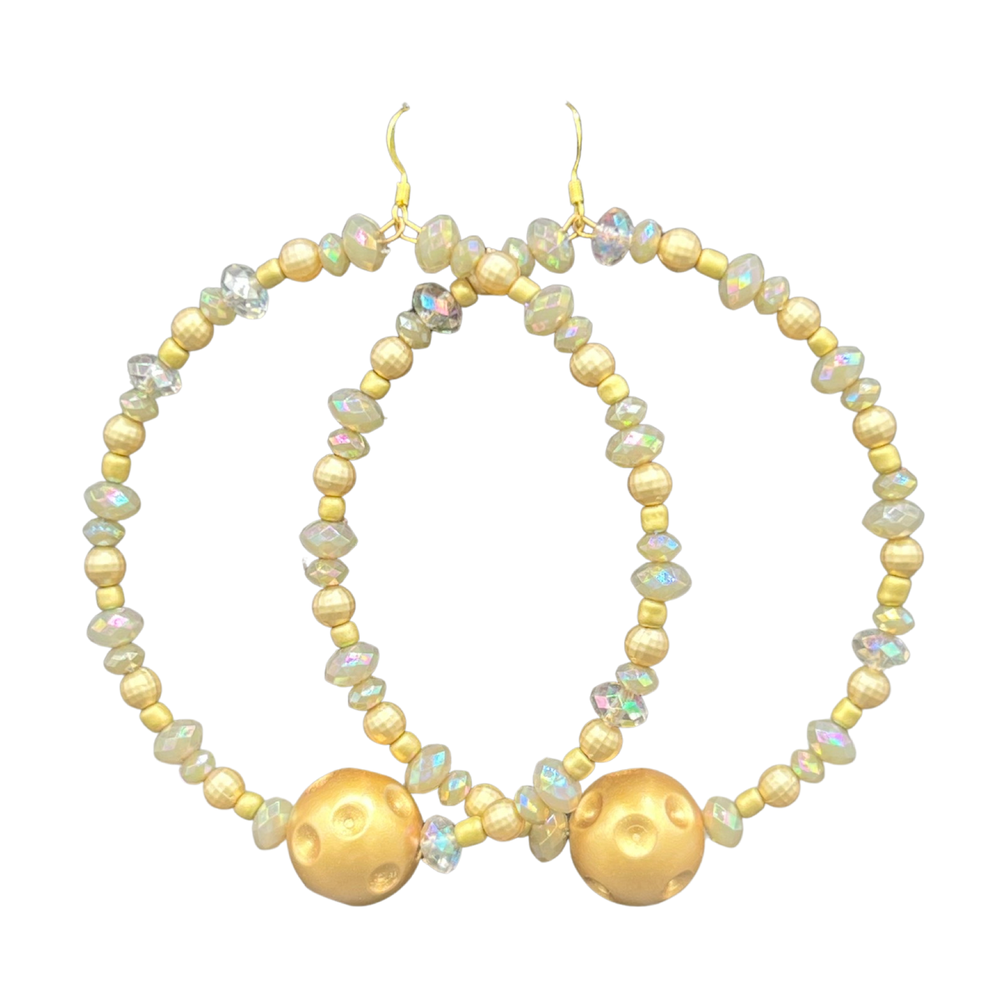 Regal| Crystal Opal Stone Jumbo Hoop Earrings W/Gold Accents