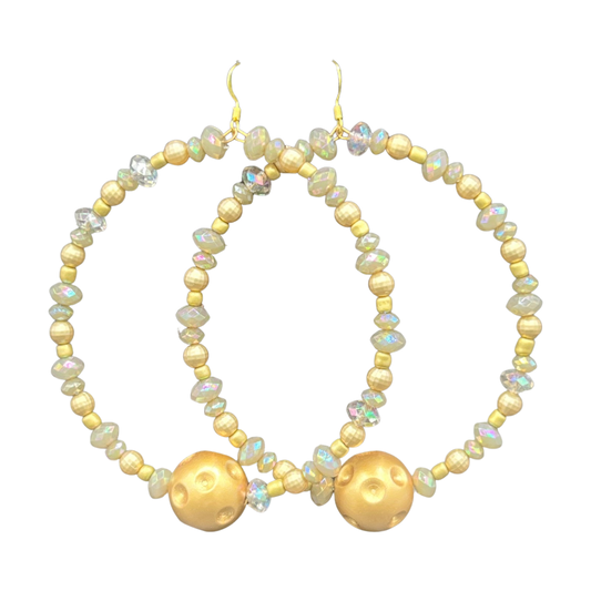Regal| Crystal Opal Stone Jumbo Hoop Earrings W/Gold Accents