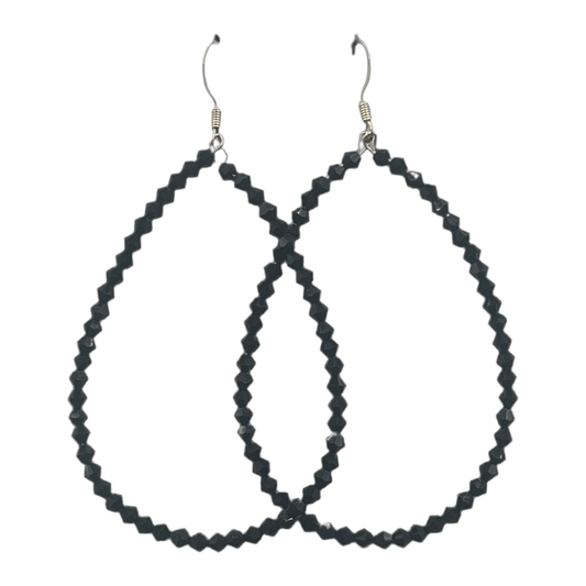 Zara| Black Crystal Oval Earrings