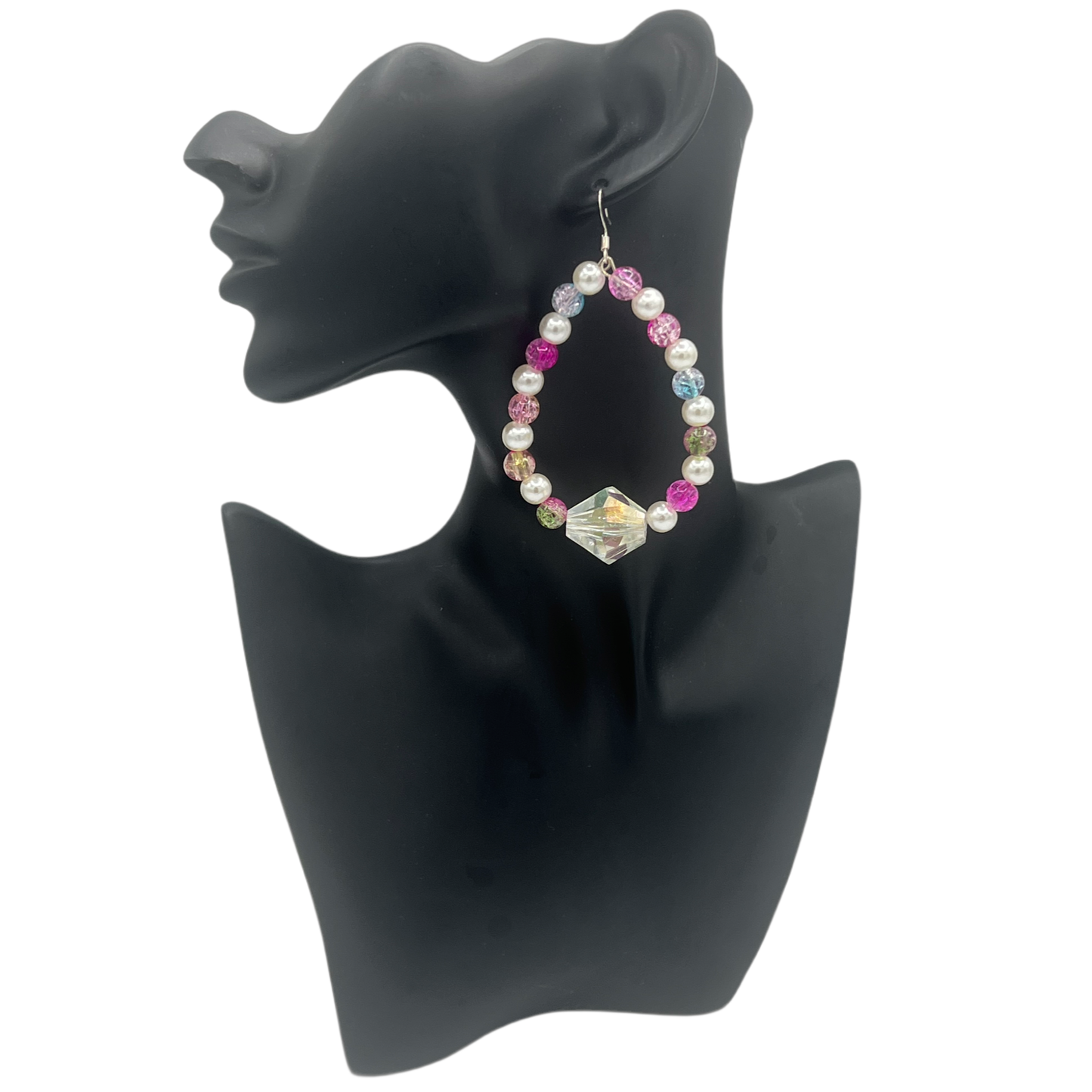 Anastasia| Pearl & Multi Colored Oval Earrings