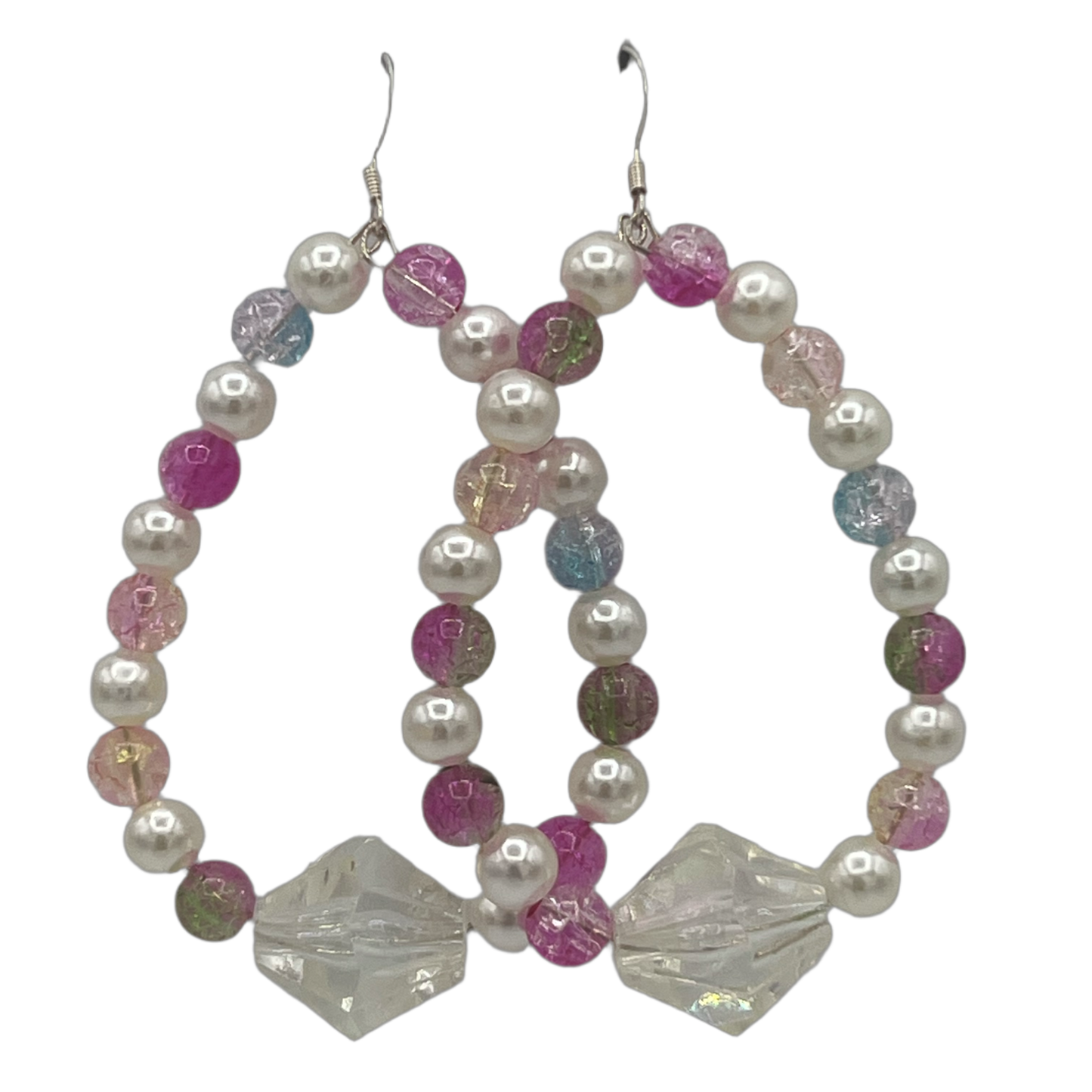 Anastasia| Pearl & Multi Colored Oval Earrings
