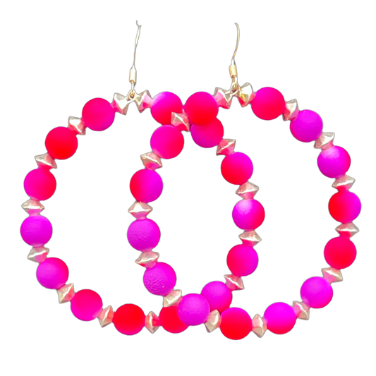 Seduction| Small Pink & Purple Rubber Hoops W| Silver Trim