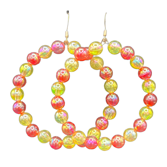 Noxo| Small Opaque Red & Yellow Hoop Earrings